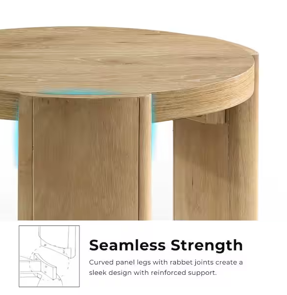 Ashford 20 in. Oak Round Wood End Table with Plinth Base