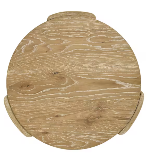 Ashford 20 in. Oak Round Wood End Table with Plinth Base