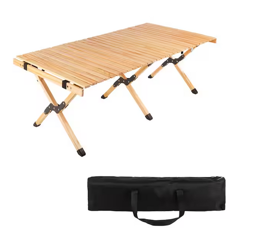 23.75 in. Mocha Rectangle Portable Camping Wood Picnic Tables, Large