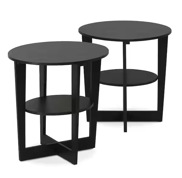 Jaya 19.5 in. Walnut Oval End Table (Set of 2)