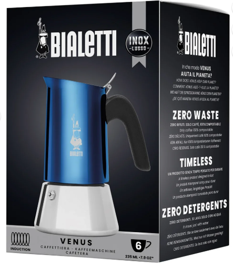 Bialetti Venus Blue Stainless Steel 6 Cup