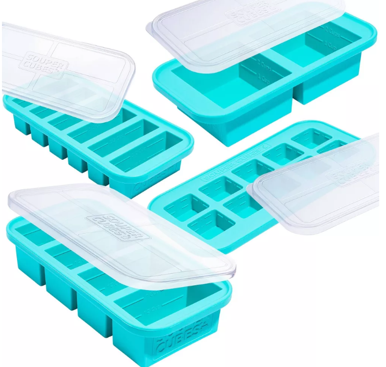 Souper Cubes 5pk Ultimate Food Freezing Tray Set Aqua Blue