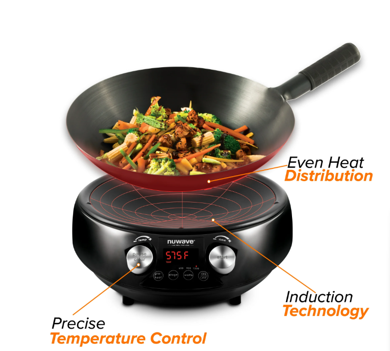 Nuwave Induction Hot Wok with 14"  Carbon Steel Wok
