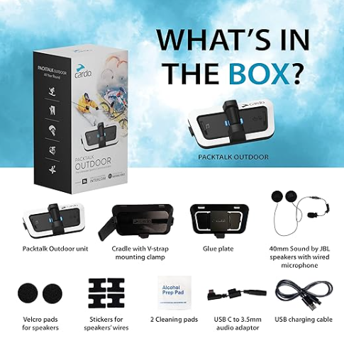 Cardo PACKTALK Outdoor Helmet Communication System, Great for Ski, Snowboard and Cycling (White, Single Pack)