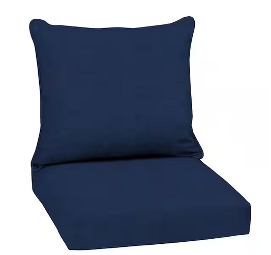 22 in. x 24 in. 2-Piece Deep Seating Outdoor Lounge Chair Cushion in Sapphire Blue Leala