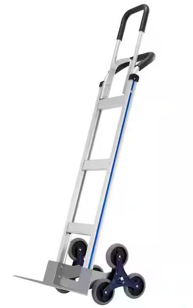 Stair Climbing Cart, 550 lb. Load 330 lbs., Aluminum Hand Truck Dolly, Dual Handles, Integrated Frame and Rubber Wheels