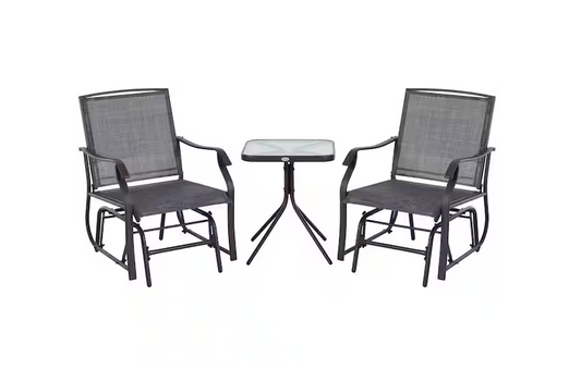 3-Piece Metal Patio Conversation Set with Glider Chairs & Middle Table