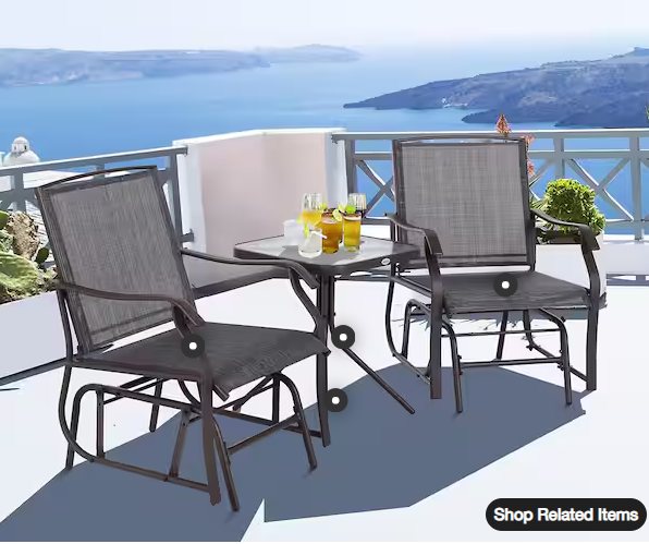 3-Piece Metal Patio Conversation Set with Glider Chairs & Middle Table