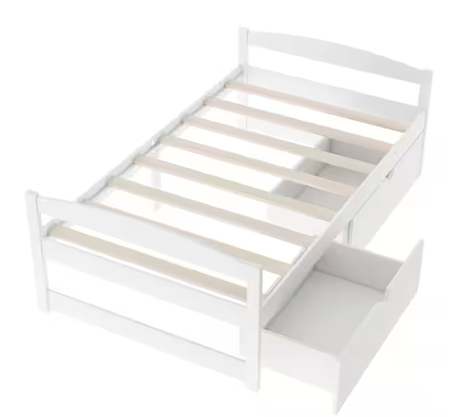 White Modern Wood Daybed with 2-Drawers Twin Size Platform Bed Captains Bed Storage Bed Frame No Spring Box Needed