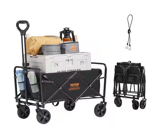 Collapsible Folding Wagon Cart 220 lbs. Heavy-Duty Garden Carts Foldable with Wheels 2 cu. Ft. Steel Garden Cart Wagon