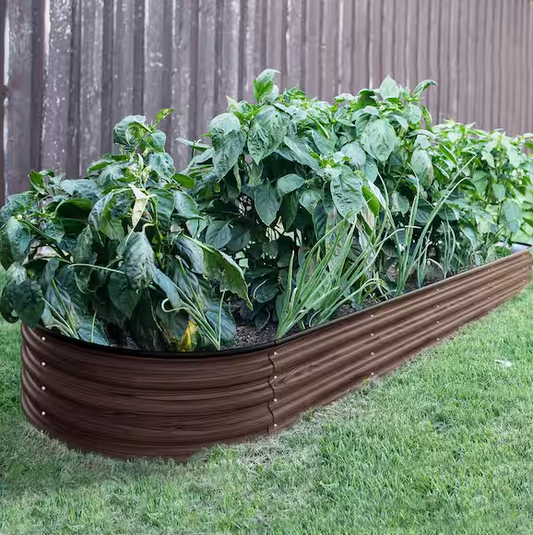 Carbonized Galvanized Steel Raised Garden Bed 9-in-1 Planter Box Outdoor, 96 in. L x 24 in. W x 11.1 in. H