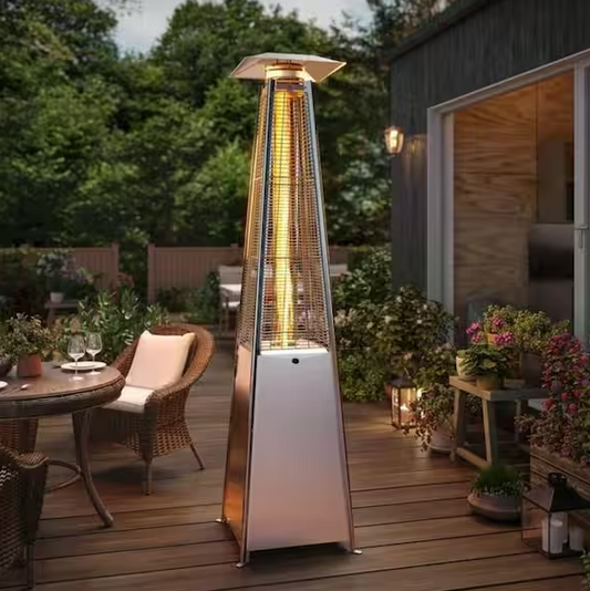 48,000 BTU Steel Propane Pyramid Patio Heater with Cover and Wheels