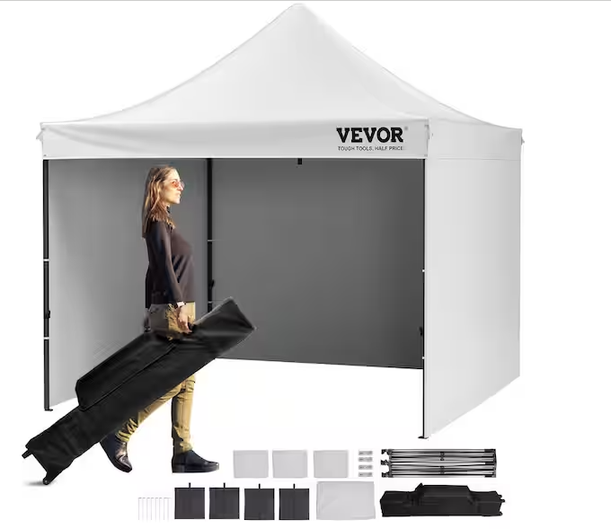 10 ft. x 10 ft. Pop Up Canopy with Sidewalls Adjustable Height Gazebo Tent Waterproof UV Resistant Outdoor Canopy Tent