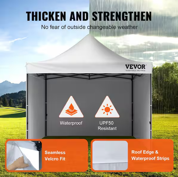 10 ft. x 10 ft. Pop Up Canopy with Sidewalls Adjustable Height Gazebo Tent Waterproof UV Resistant Outdoor Canopy Tent