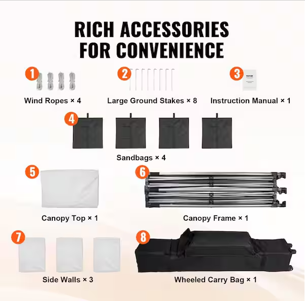 10 ft. x 10 ft. Pop Up Canopy with Sidewalls Adjustable Height Gazebo Tent Waterproof UV Resistant Outdoor Canopy Tent