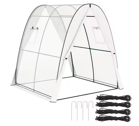 6 ft. x 6 ft. x 6.6 ft. Hoop House Greenhouse with Sandbags and Hemmed PE Cover