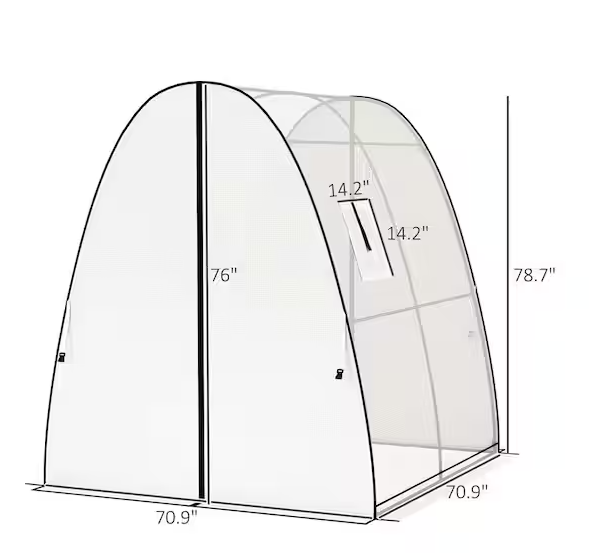 6 ft. x 6 ft. x 6.6 ft. Hoop House Greenhouse with Sandbags and Hemmed PE Cover