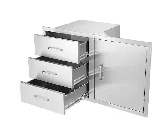 Outdoor Kitchen Drawers Stainless Steel BBQ Access Drawers with Handle 38.1 in. W x 22.6 in. H x 20.8 in. D
