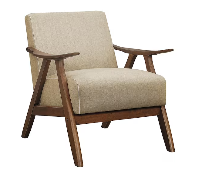Ocala Brown Fabric Upholstery Solid Wood Frame Accent Chair