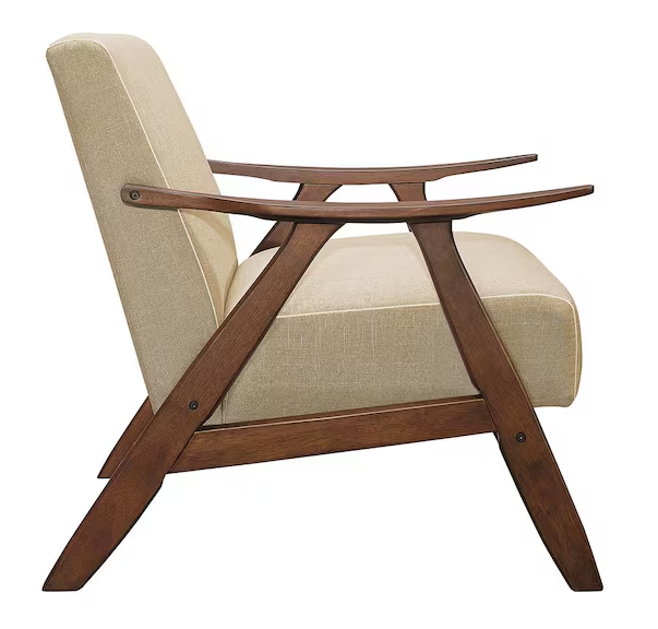 Ocala Brown Fabric Upholstery Solid Wood Frame Accent Chair