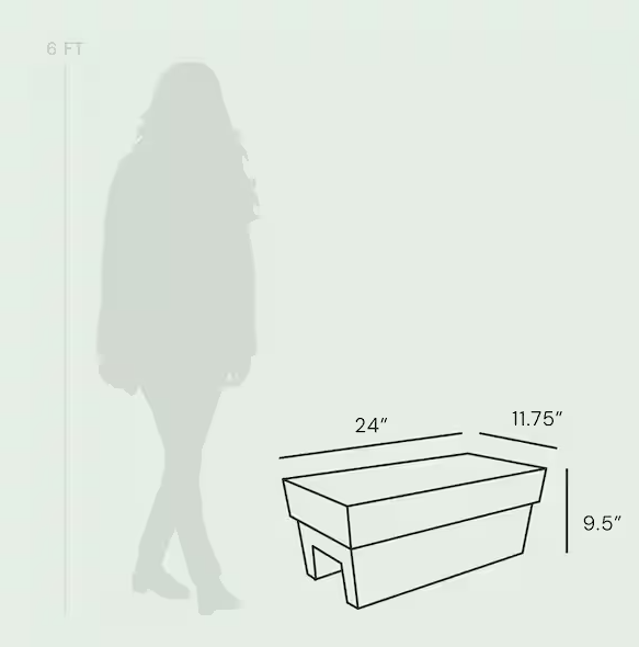 24 in. Black Finley Deck Rail Resin Planter