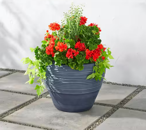 19 in. Ashton Large Brushed Denim Blue High-Density Resin Planter (19 in. D x 14.8 in. H)