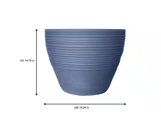 19 in. Ashton Large Brushed Denim Blue High-Density Resin Planter (19 in. D x 14.8 in. H)