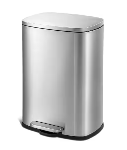 13 Gal. Stainless Steel Kitchen Trashcan, Step-on, Rectangle