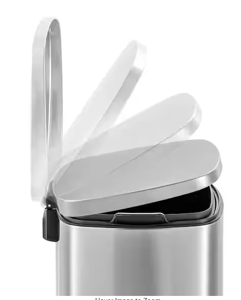 13 Gal. Stainless Steel Kitchen Trashcan, Step-on, Rectangle