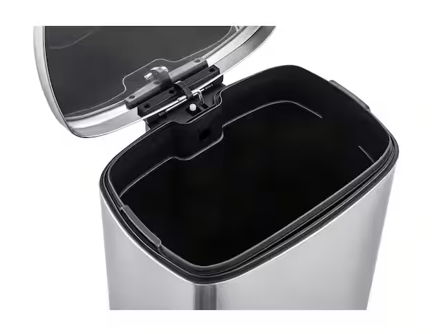 13 Gal. Stainless Steel Kitchen Trashcan, Step-on, Rectangle