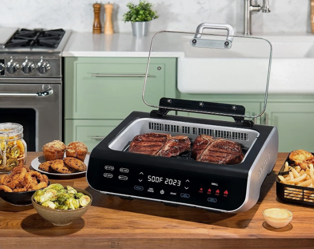 Gourmia FoodStation Smokeless Grill, Griddle, Air Fryer