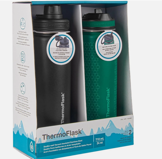 ThermoFlask 24oz Double Wall Insulated Water Bottle