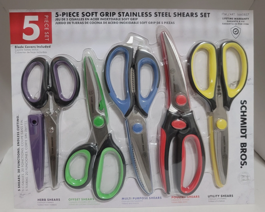 Schmidt Bros 5 Pieces Soft Grip Stainless Steel Shears