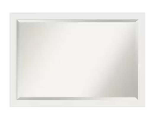 Medium Rectangle Matte White Beveled Glass Modern Mirror (27.5 in. H x 39.5 in. W)