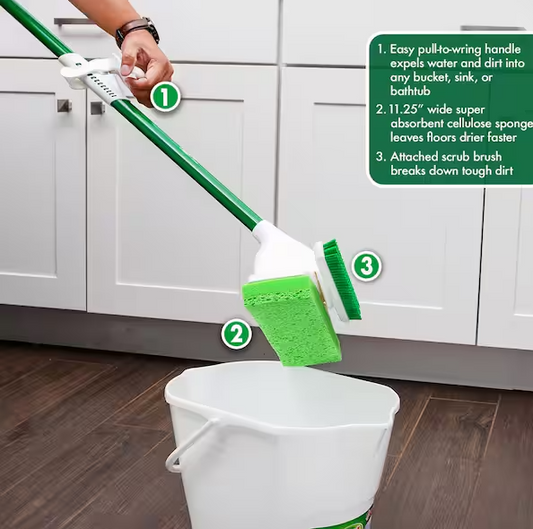 11.25 in. Big Gator Sponge Flat Mop with Scrub Brush