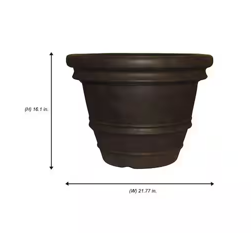 21.8 in. Sutter Creek Java Large Brown Resin Planter (21.8 in. D x 16.1 in. H)