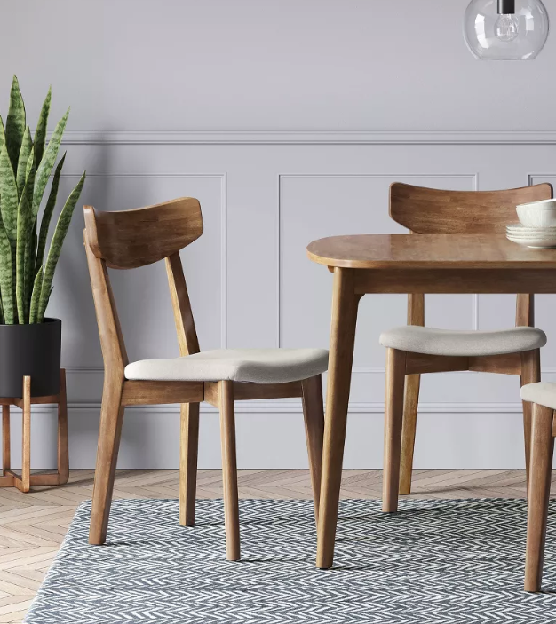 2pk Astrid Mid Century Upholstered Seat Dining Chairs Walnut - Threshold™