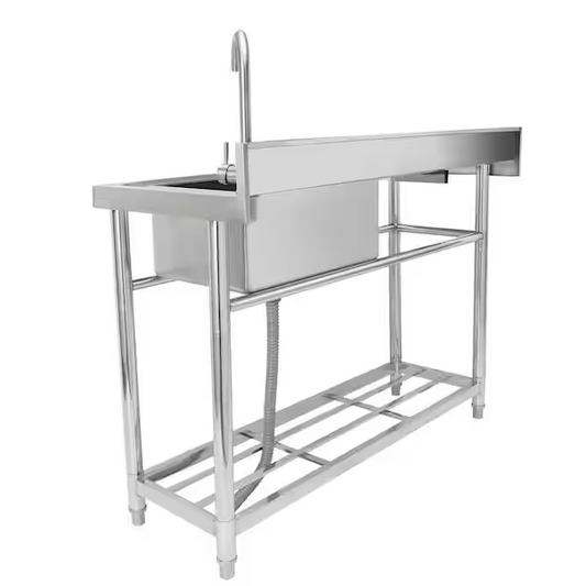 Stainless Steel Utility Sink, 39.4 in. x 19.1 in. x 37.4 in. 1 Compartment Free-Standing Single Bowl for Restaurant