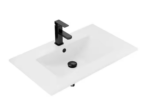30 in. W x 18.1 in D Drop-In Composite Resin Single Bath Sink in White with Zinc Alloy Faucet and Drain Assembly