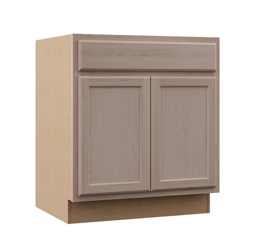Recessed Panel 30 in. W x 24 in. D x 34.5 in. H Assembled Sink Base Cabinet in Unfinished
