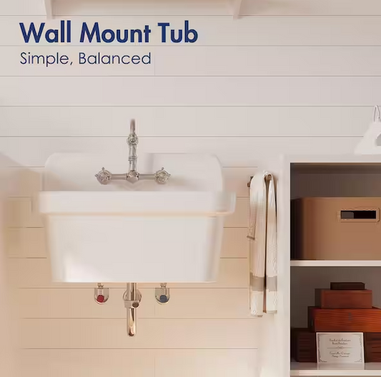 Mason 10 Gallon 20 in. D x 24 in. W Wall Mount Laundry/Utility Sink in Crisp White with Basket Strainer