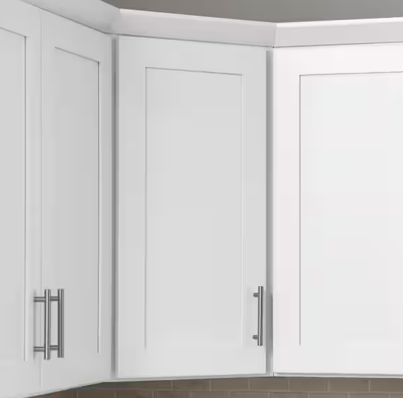 Avondale 24 in. W x 24 in. D x 42 in. H Ready to Assemble Plywood Shaker Diagonal Corner Kitchen Cabinet in Alpine White