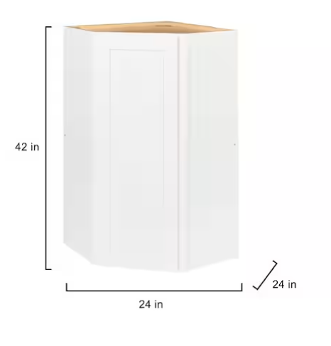 Avondale 24 in. W x 24 in. D x 42 in. H Ready to Assemble Plywood Shaker Diagonal Corner Kitchen Cabinet in Alpine White