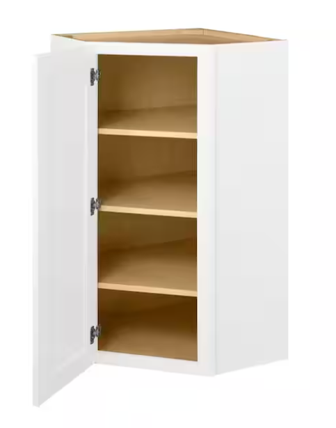 Avondale 24 in. W x 24 in. D x 42 in. H Ready to Assemble Plywood Shaker Diagonal Corner Kitchen Cabinet in Alpine White