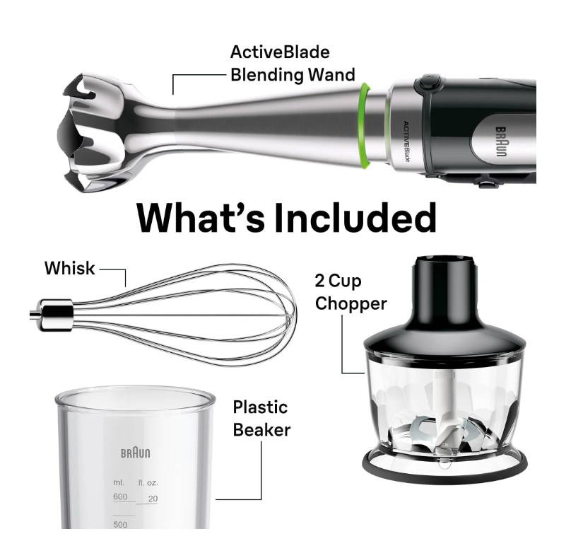 Braun MultiQuick 7 Hand Blender MQ7035X ActiveBlade Set 220V-60HZ (FEDEX)Genuine