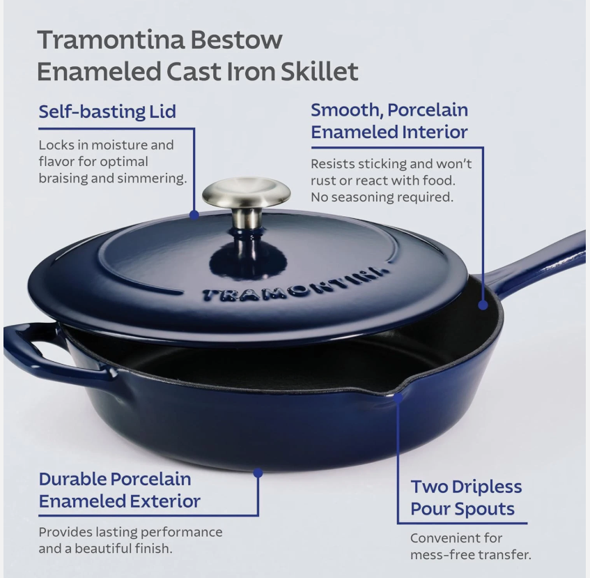 Tramontina 12" Enameled Cast Iron Skillet with Lid