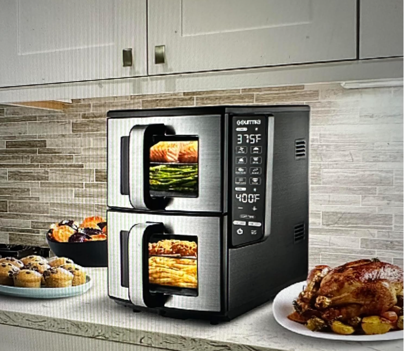 Gourmia 11 Quart Dual Basket Air Fryer with Smart Finish & 4-Layer Cooking