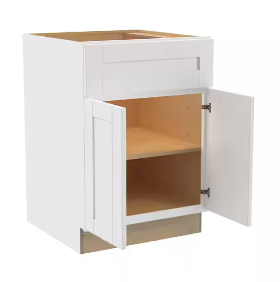 Arlington Vesper White Plywood Shaker Stock Assembled Base Kitchen Cabinet Soft Close 27 in. W x 24 in. D x 34.5 in. H