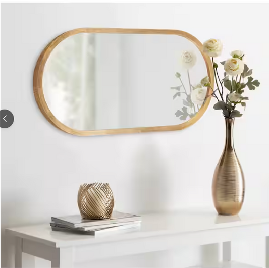 Travis 24 in. x 12 in. Classic Oval Framed Gold Wall Accent Mirror
