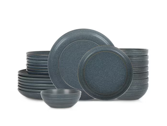 Elio 24-Piece Blue Stoneware Dinnerware Set (Service for 8)
